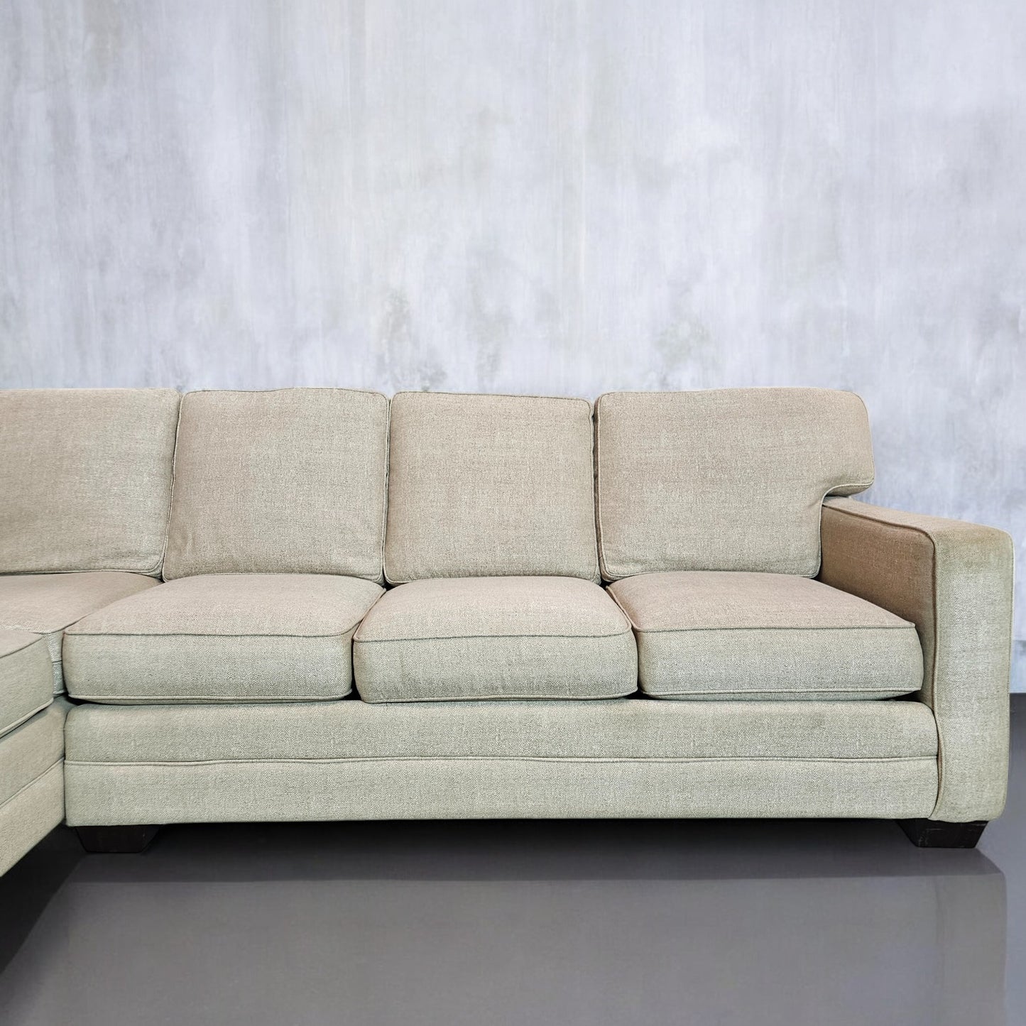 Sectional L Shape Bassett Light Beige Fabric