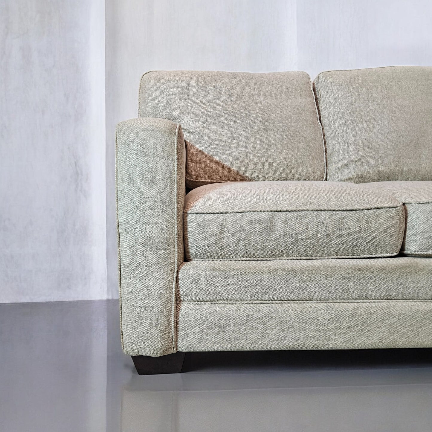 Sectional L Shape Bassett Light Beige Fabric