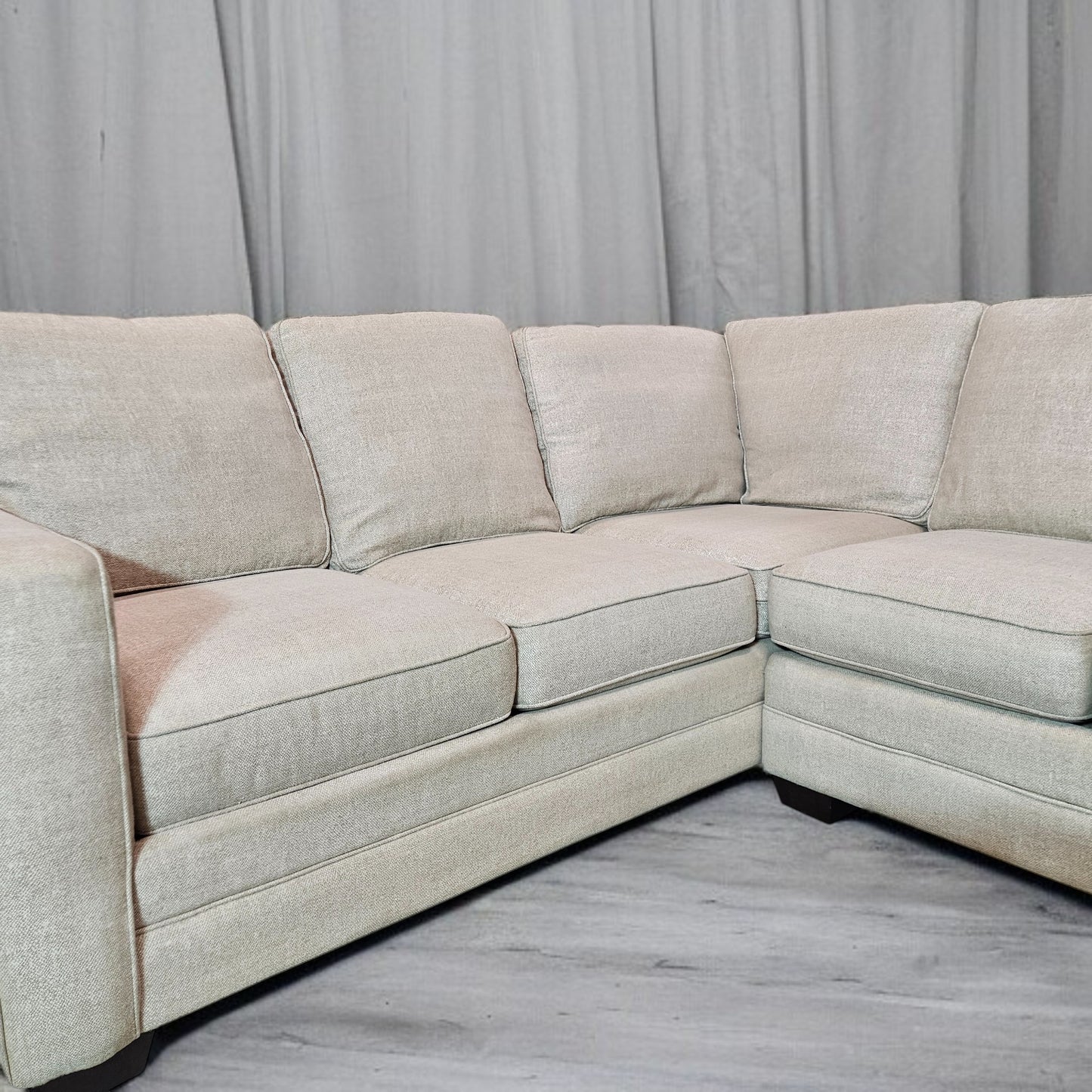 Sectional L Shape Bassett Light Beige Fabric
