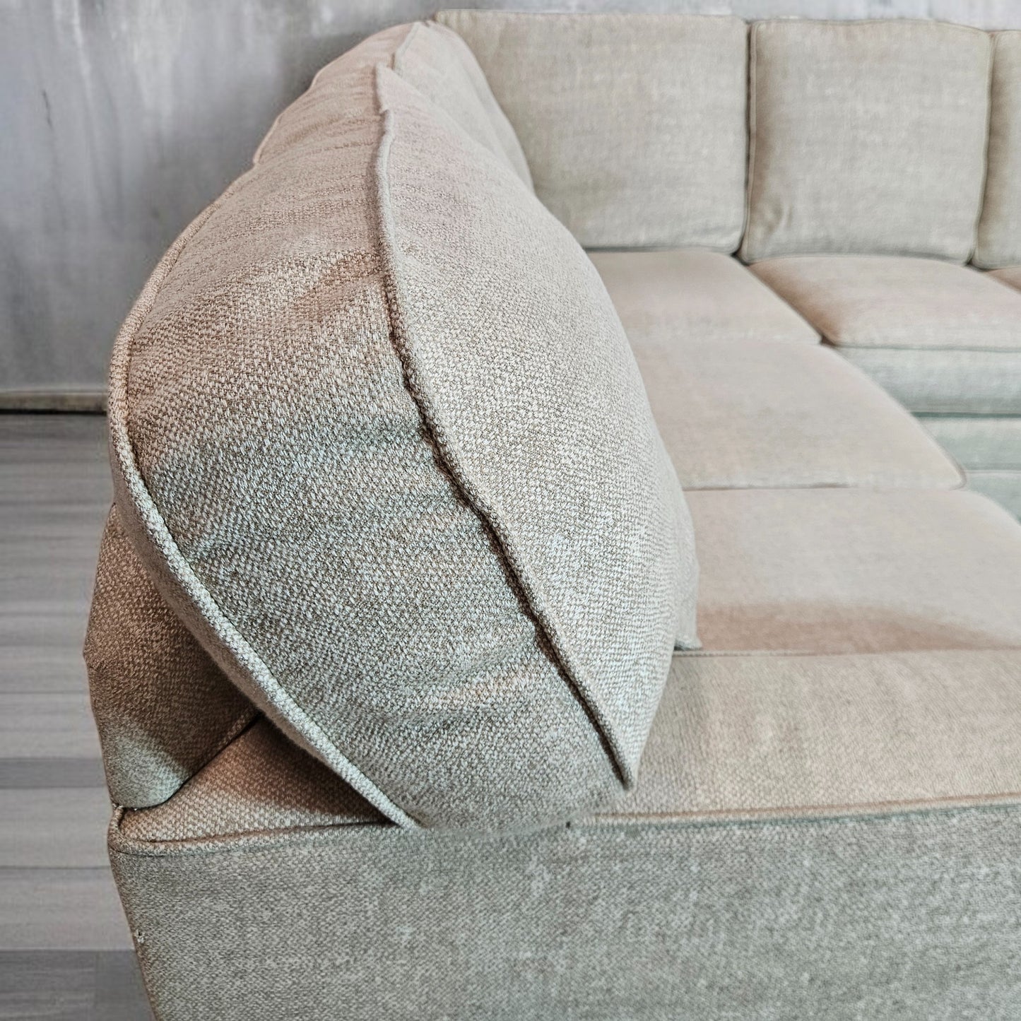 Sectional L Shape Bassett Light Beige Fabric