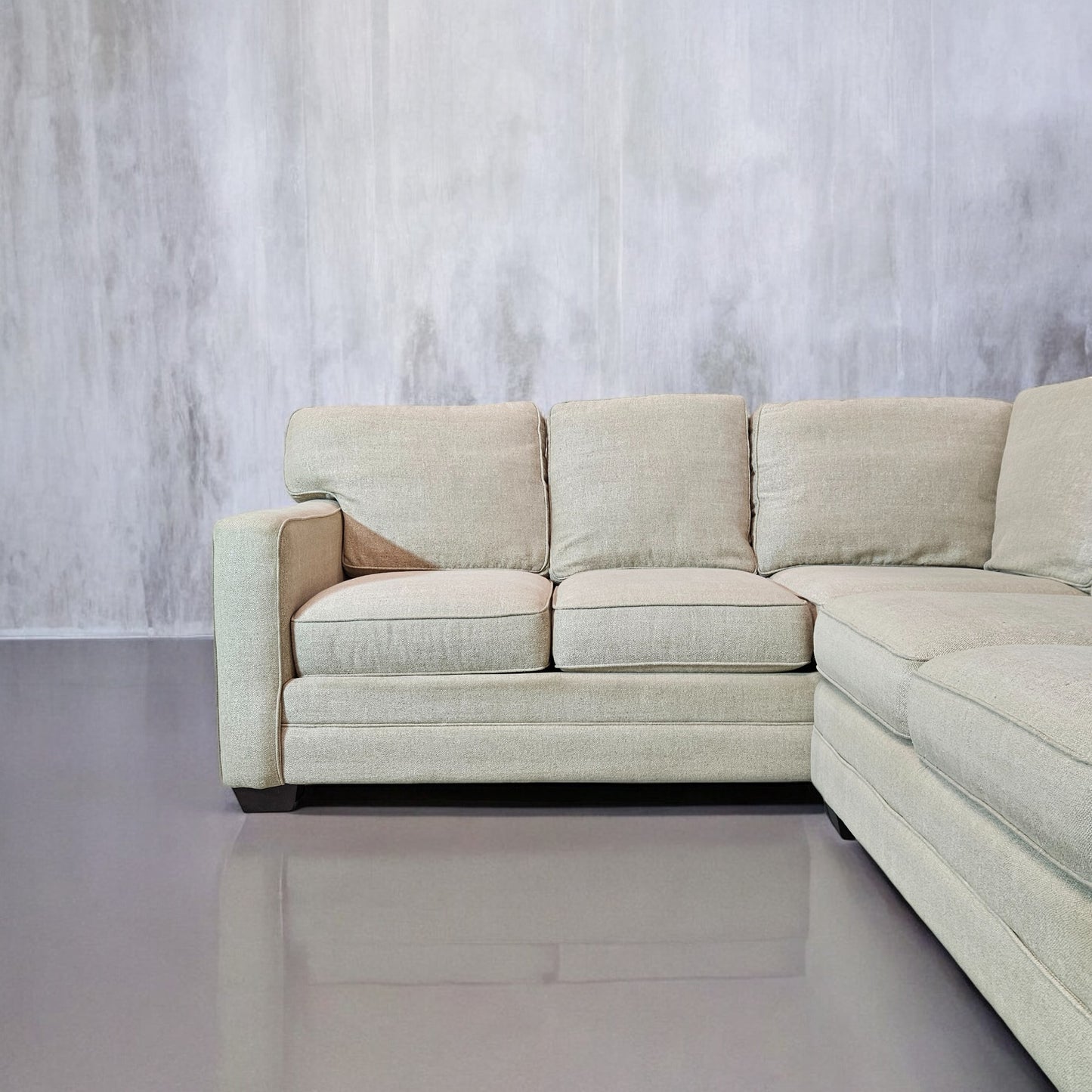 Sectional L Shape Bassett Light Beige Fabric