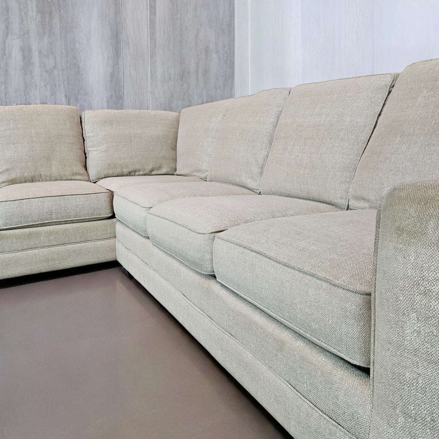Sectional L Shape Bassett Light Beige Fabric