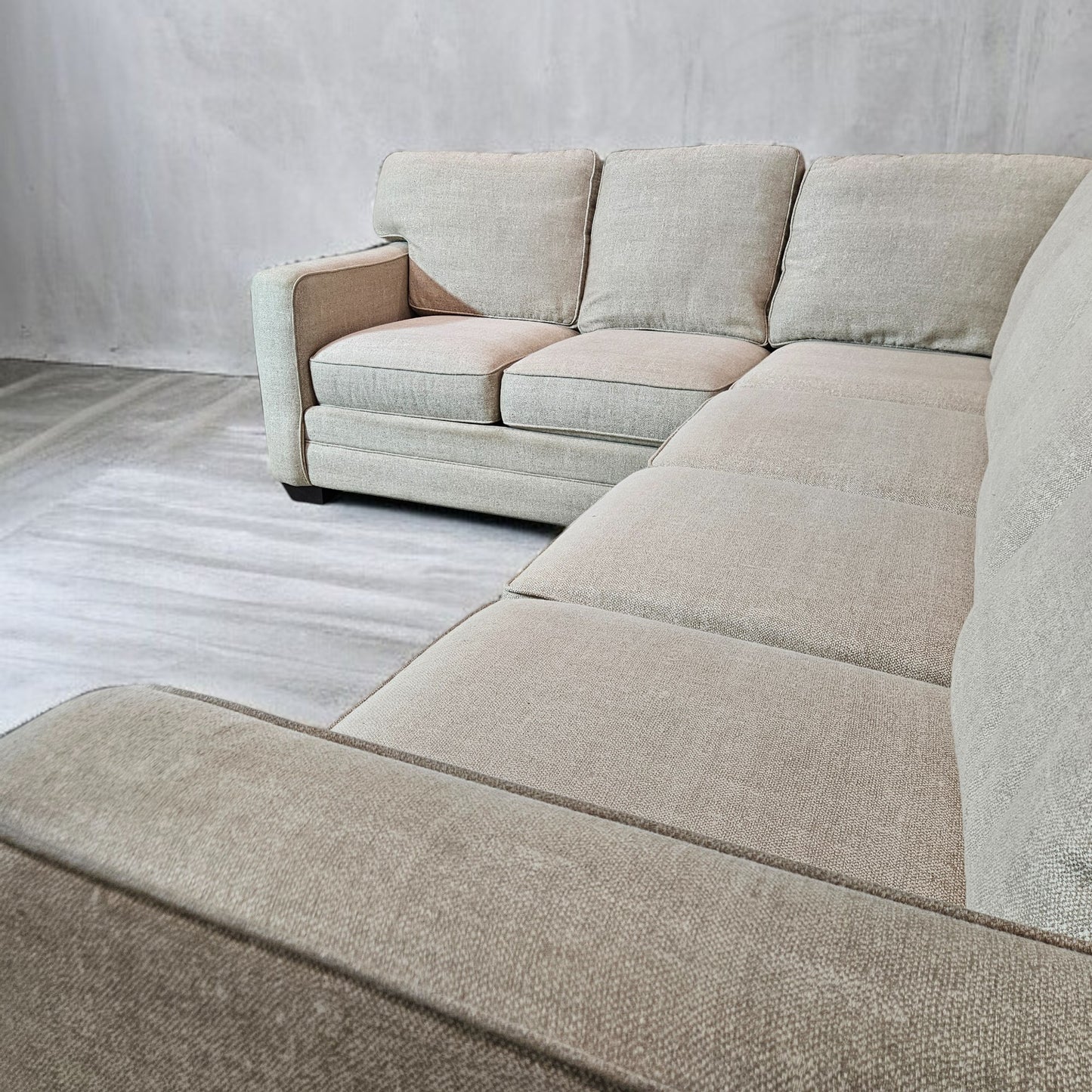 Sectional L Shape Bassett Light Beige Fabric