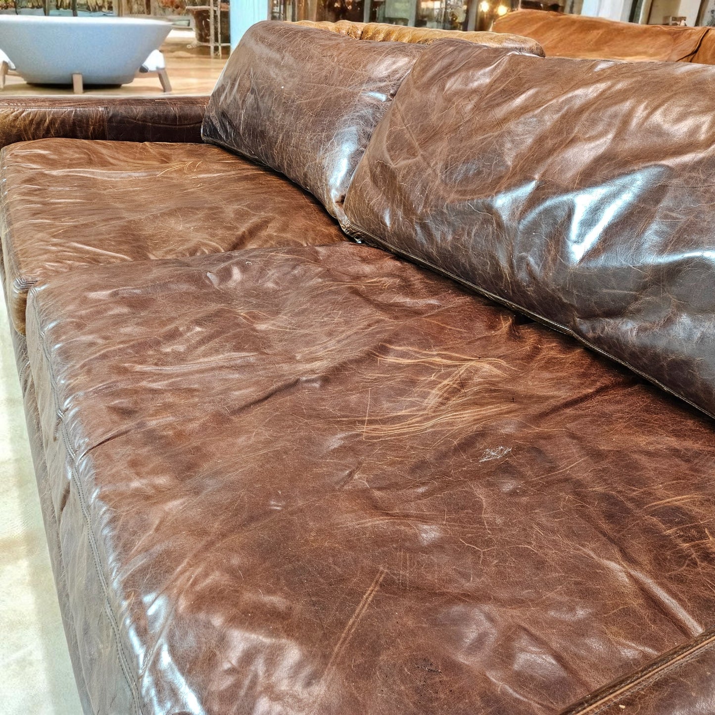 Restoration Hardware Restoration Hardware 9' Maxwell Full Grain Leather Couch Sofa