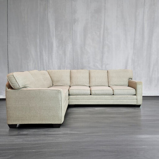 Sectional L Shape Bassett Light Beige Fabric