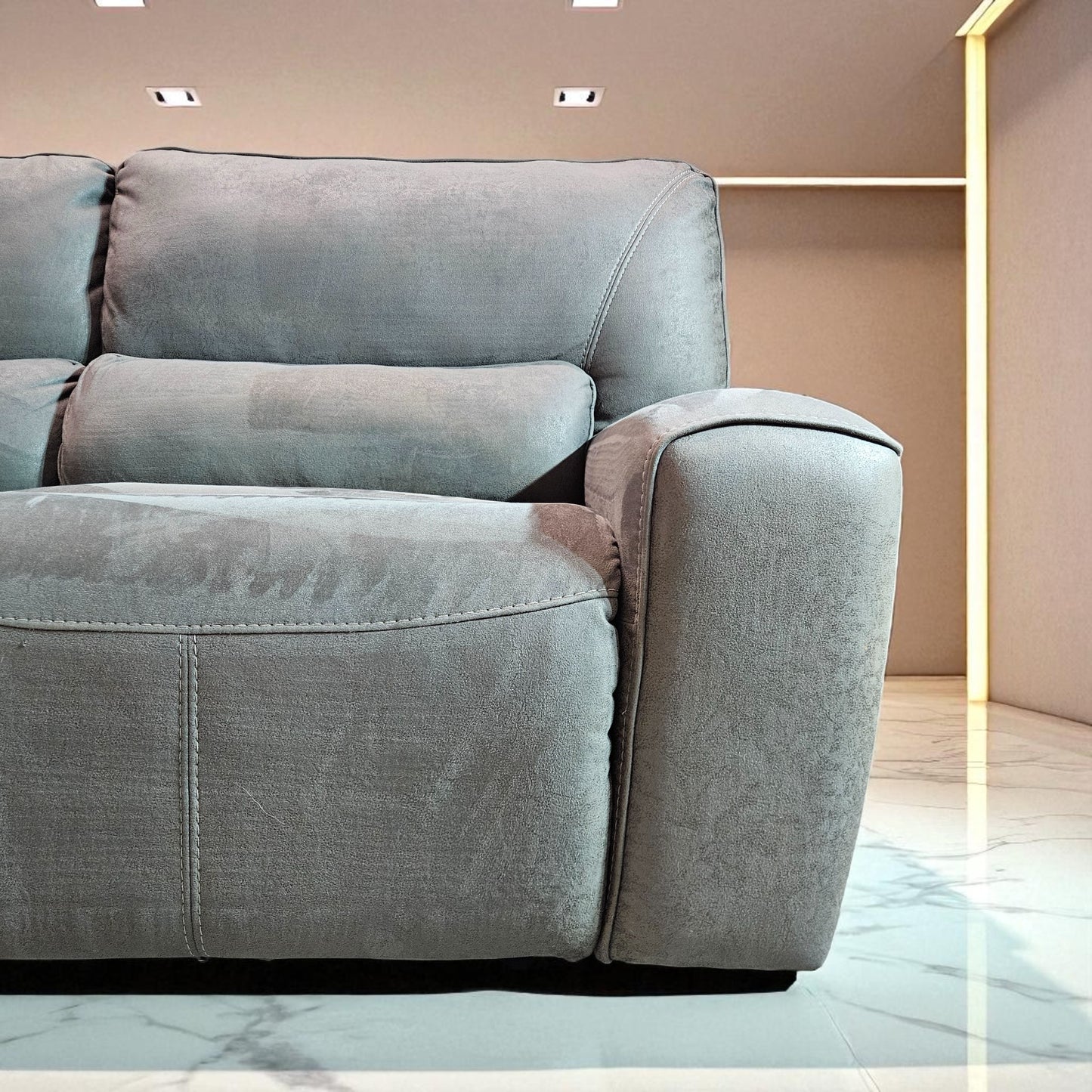 Gray Electric Recliner Sectional L Shape