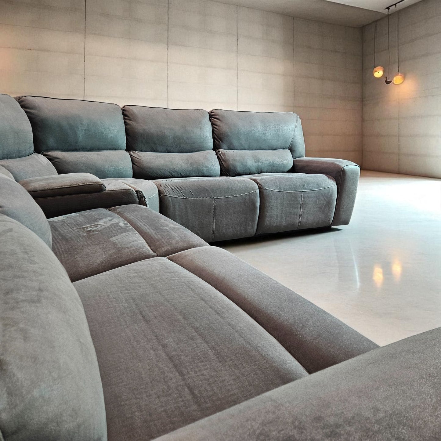 Gray Electric Recliner Sectional L Shape