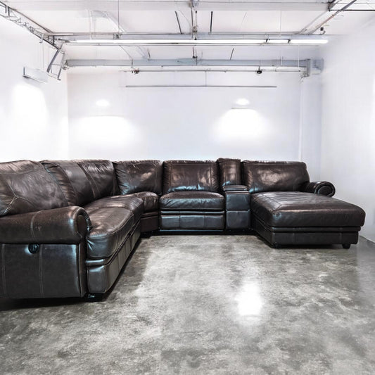 Leather Triple Recliner Sectional