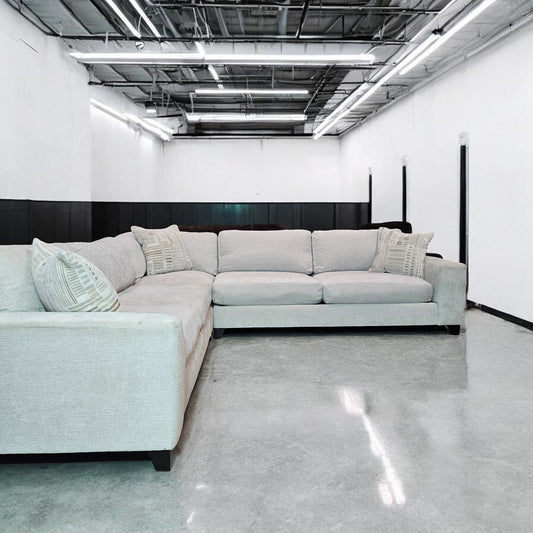 L Shape Sectional Fabric Light Gray  Haverty's