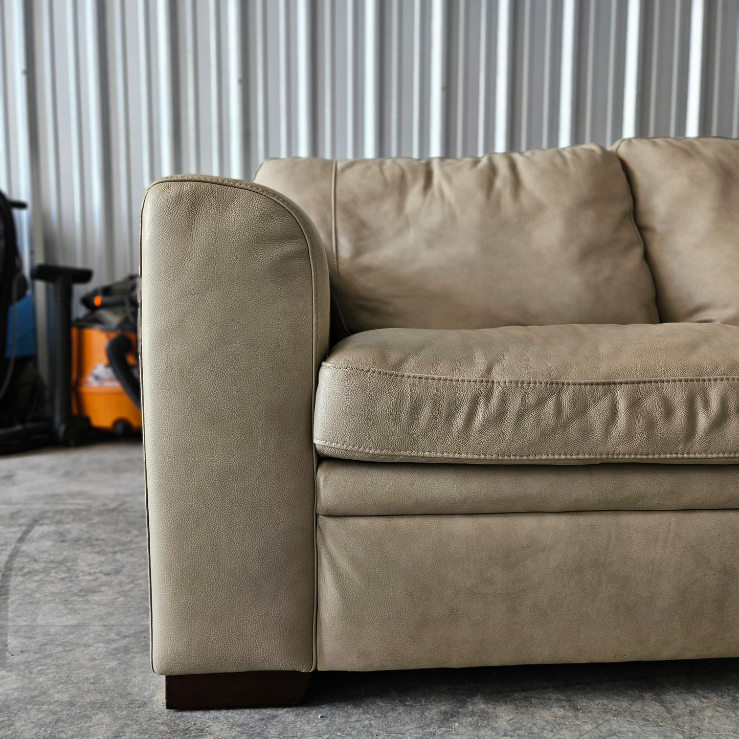 U Chaise Sectional Leather Light Beige + Ottoman Luxury for sale!