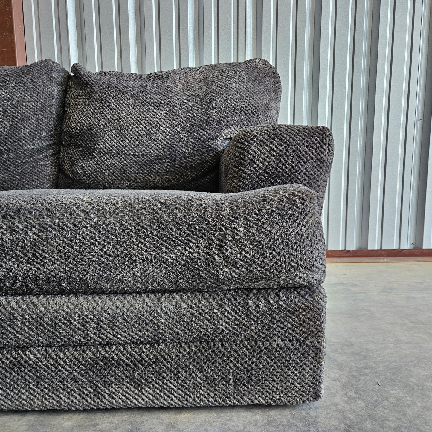 U Chaise Sectional Fleece Dark Gray + Ottoman  for sale!