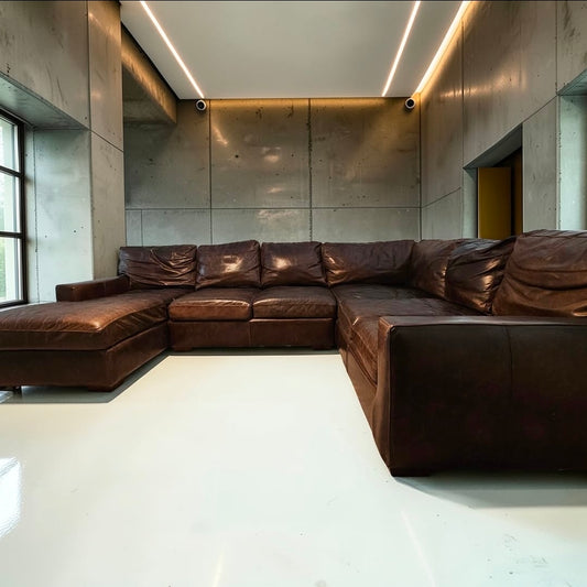 U Shaped Sectional $10K American Leather Brown Full Grain Leather
